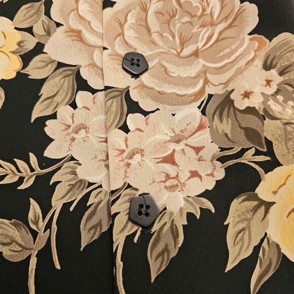 Rafaella Maxi Dress Size 10 Vintage 80's Black Floral Button-Up Boho Cottage - Picture 4 of 7